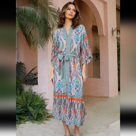 Ruffle hem boho kimono - Picture 5 of 6